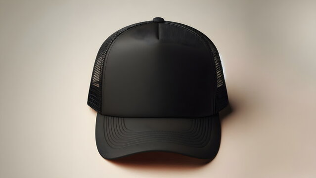 Blank black trucker hat mockup