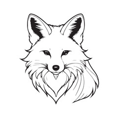 Fox line art vector silhouette with white Background