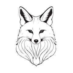 Fox line art vector silhouette with white Background