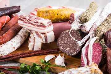 Lot of Fresh smoked sausages