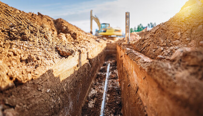 Trench at construction site.