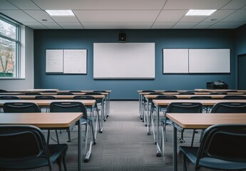Empty Classroom with Whiteboard