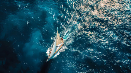 Obraz premium Drone viwe Yacht catamaran sailing on the sea with clear blue sky