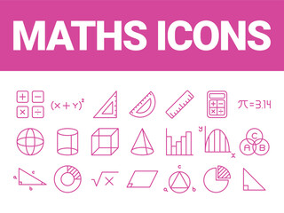 Math icons set vector. Mathematics icon education vector. math symbols vector