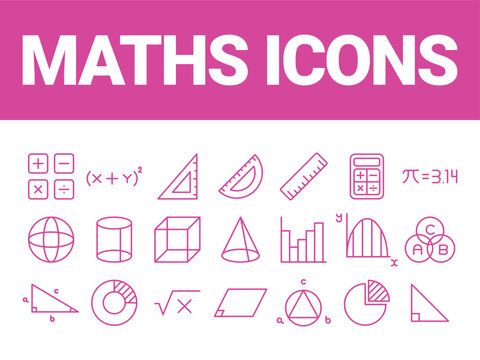 Math icons set vector. Mathematics icon education vector. math symbols vector