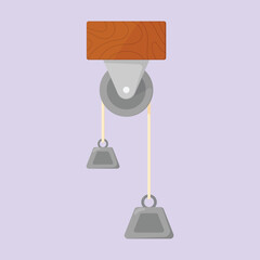 Free body physics vector. weights with rope and pulley experiment. physics string tension force 