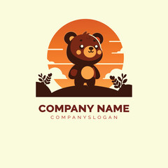 cute bear logo design, vector logo design, illustration