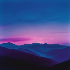 Serene twilight over the mountain range with stunning purple and blue hues. Perfect image for nature and landscape themes.