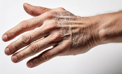 Detailed Image of a Dry and Wrinkled Hand, Showing Skin Aging and Texture