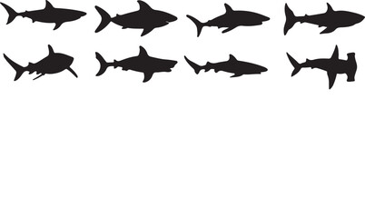 silhouettes of sharks vector file.