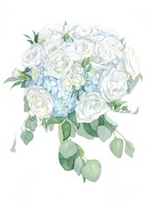 flowers watercolor painting wedding bouquet