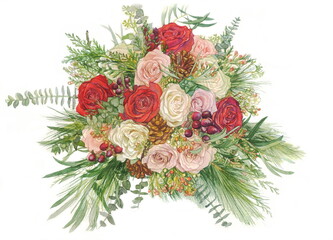 flowers watercolor painting wedding bouquet