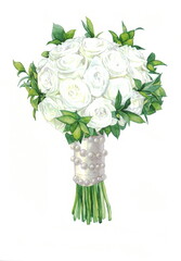 flowers watercolor painting wedding bouquet