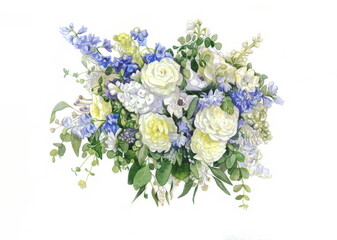 flowers watercolor painting wedding bouquet