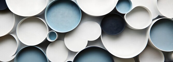 13. Abstract 3D geometric forms with a seamless circle ceramic backdrop