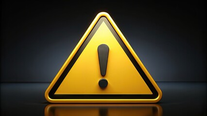 Yellow triangle with an exclamation mark inside, set against a black background, indicating caution, danger, or potential risk in a clear and concise manner.