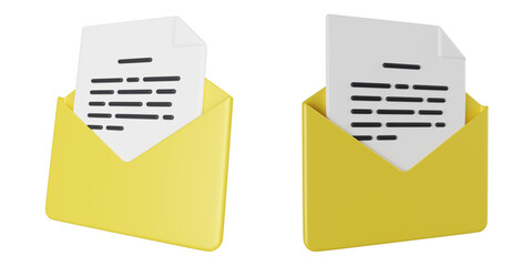 envelope 3d rendering icon illustration, png file, transparent background, startup