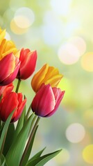 Fototapeta premium Vibrant Spring Flowers with Blurred Background