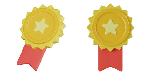 star badge 3d rendering icon illustration, png file, transparent background, startup