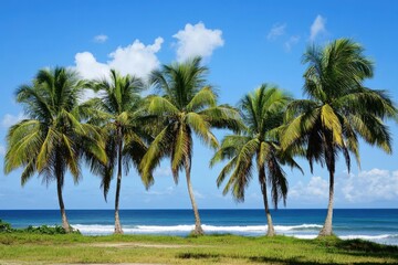 Coastal panorama with palm trees and arecaceae in nature's embrace