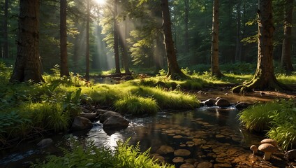 Obraz premium stream in the forest