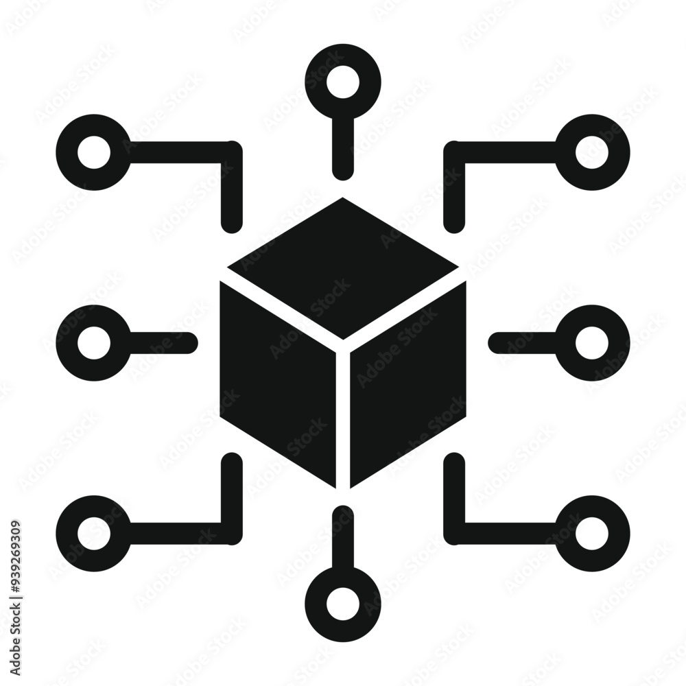 Poster block chain technology crypto currency tech futuristic network connection node icon vector design