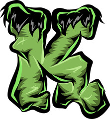 Green Frankenstein Monster Halloween Font Illustration