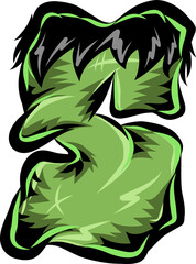 Green Frankenstein Monster Halloween Font Illustration