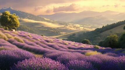 Lavender Covered Hills with Soft Breeze