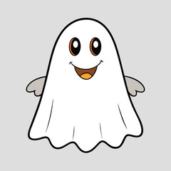 Cute and funny Halloween ghost cartoon vector illustration, perfect for festive designs.