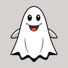 Cute and funny Halloween ghost cartoon vector illustration, perfect for festive designs.