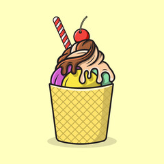 A cup of ice cream with multiple flavors