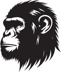 Chimpanzee silhouette vector style with White Backgroumd