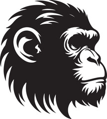Chimpanzee silhouette vector style with White Backgroumd