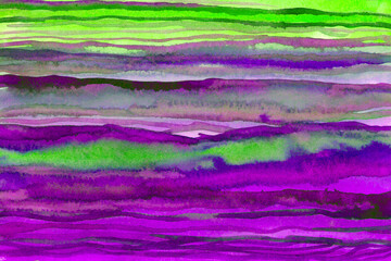 Striped purple -green watercolor paper background texture