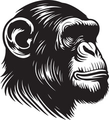 Chimpanzee silhouette vector style with White Backgroumd