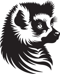 lemur head silhouette vector style with White Background