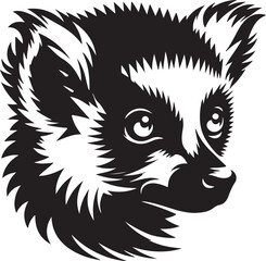 lemur head silhouette vector style with White Background