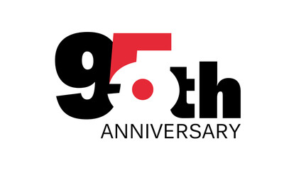 95th anniversary celebration label, ninety five years jubilee congratulation card vector template, happy birthday sign, event invitation