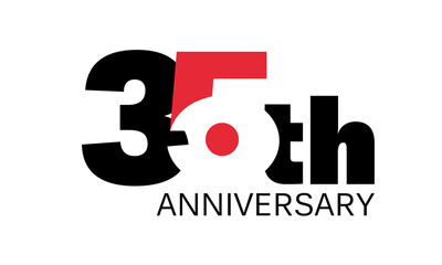 35th anniversary celebration label, thirty five years jubilee congratulation card vector template, happy birthday sign, event invitation