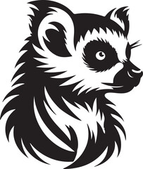 lemur head silhouette vector style with White Background