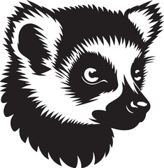 lemur head silhouette vector style with White Background