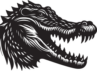 Naklejka premium Crocodile head silhouette vector style with White Background