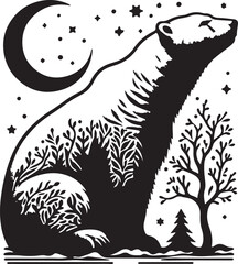 Polar Bear silhouette vector style with White Background