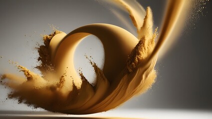 Golden sand explosion isolated. Generative Ai. 