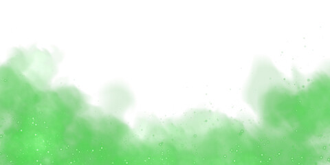 Fantastic green smoke background. Magic green smoke with glitter and small particles of twinkling stars. Fog with luminous particles. Green vapor with stardust. Morning fog over land or water surface, © Orange Sky