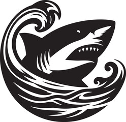 shark silhouette vector style with White Background