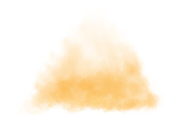 Fantastic yellow smoke background. Magic yellow smoke with glitter and small particles of twinkling stars. Fog with luminous particles. Yellow vapor with stardust. Morning fog over land or water surfa