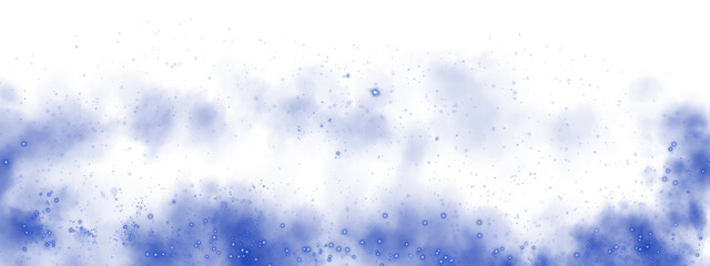 Fantastic blue smoke background. Magic blue smoke with glitter and small particles of twinkling stars. Fog with luminous particles. blue vapor with stardust. Morning fog over land or water surface, ma