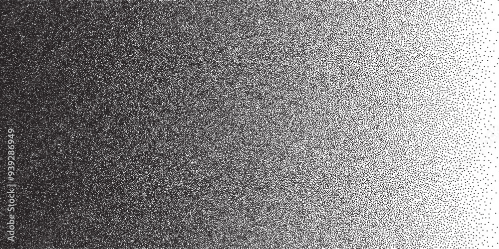 Wall mural grain noise black dots pattern with gradient. grainy fade background. abstract stipple halftone vect